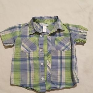 Plaid short sleeve button down shirt size 12-18mos